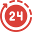24-hours icon in red