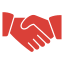 handshake icon in red